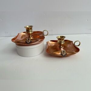 VINTAGE COPPER AND BRASS CANDLE HOLDERS FROM  BLENHEIM PALACE